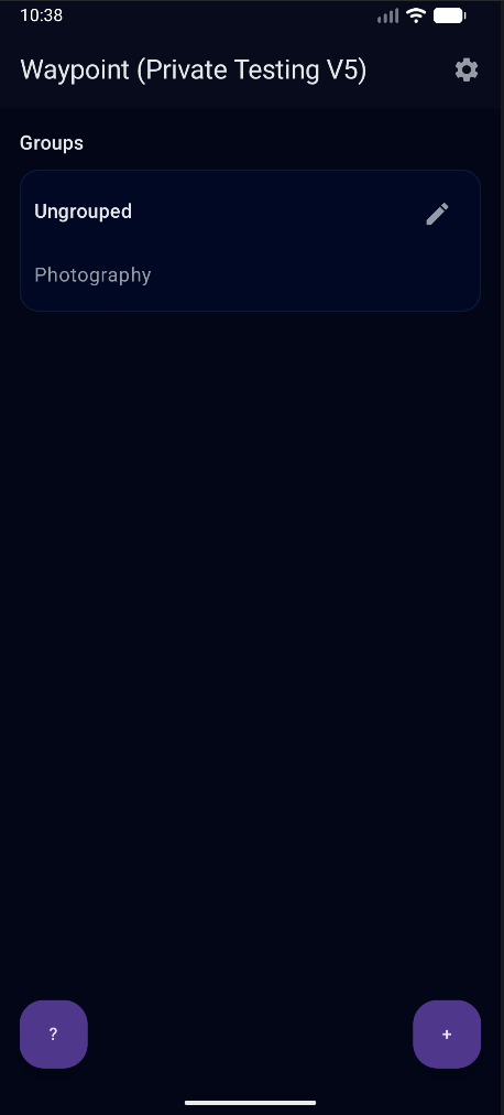 Waypoint home screen showing groups and themes